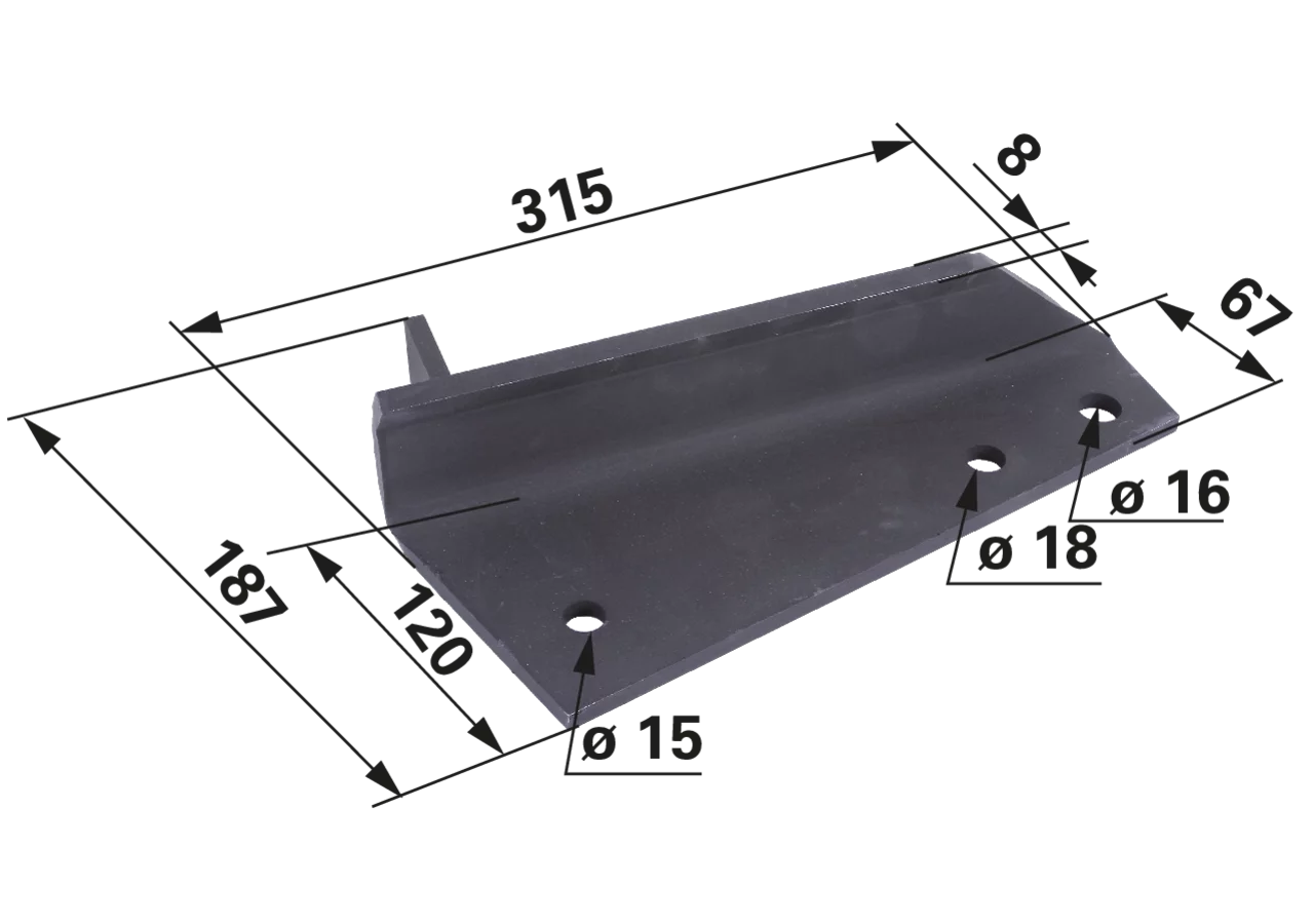 Wurfschaufel rechts, L 315 mm – passend für Tebbe 150 GartenShop24