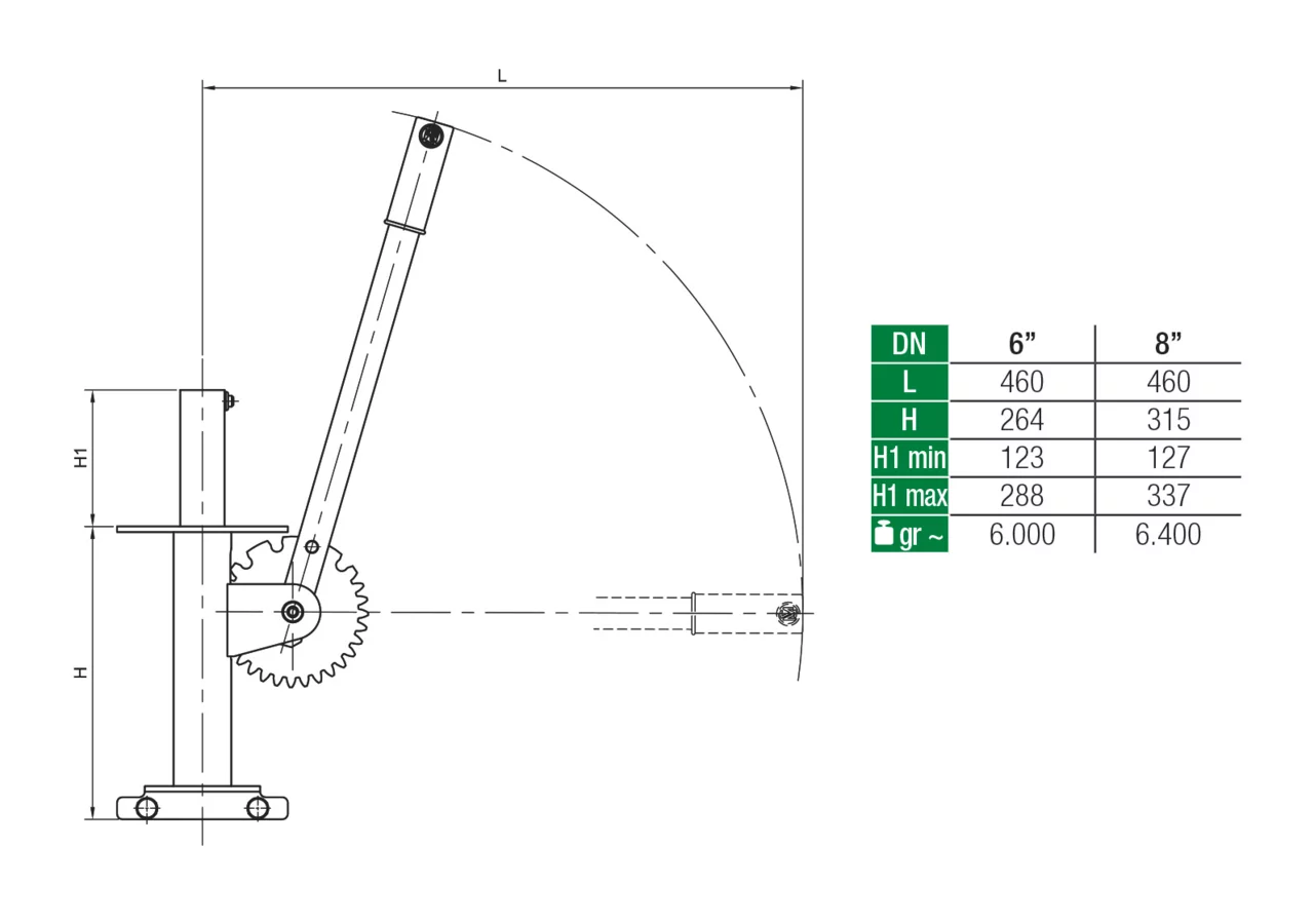 Hebel mit Zahnstange, für 6 Zoll Schieber MZ 0933 MZ