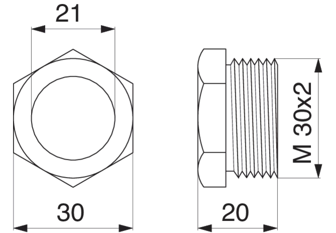 Stopfbuchsenmutter M30 x 2,0 mm MZ MZ