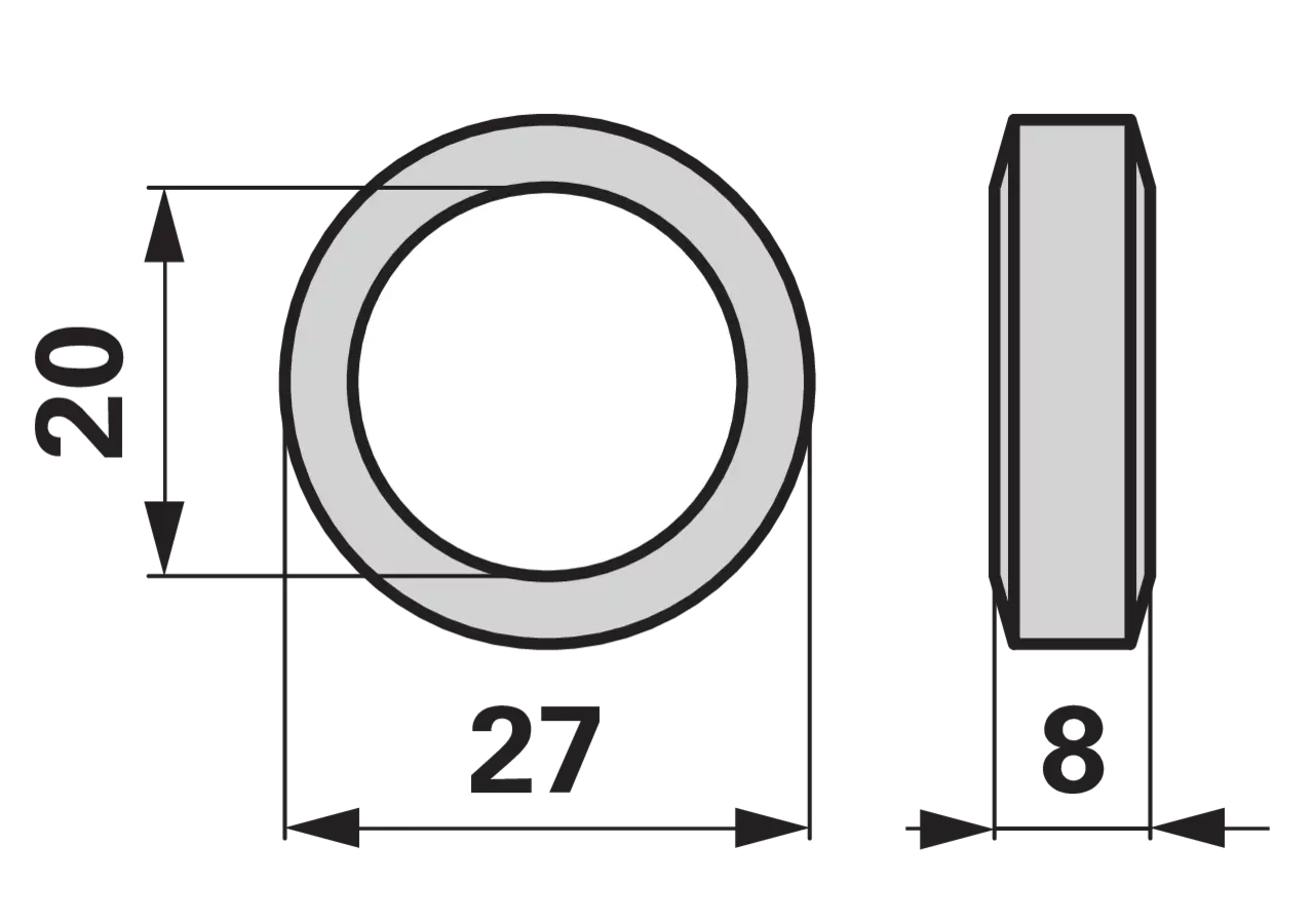 Stopfbuchsendichtung AD 27 x ID 20 x H 8 mm MZ MZ