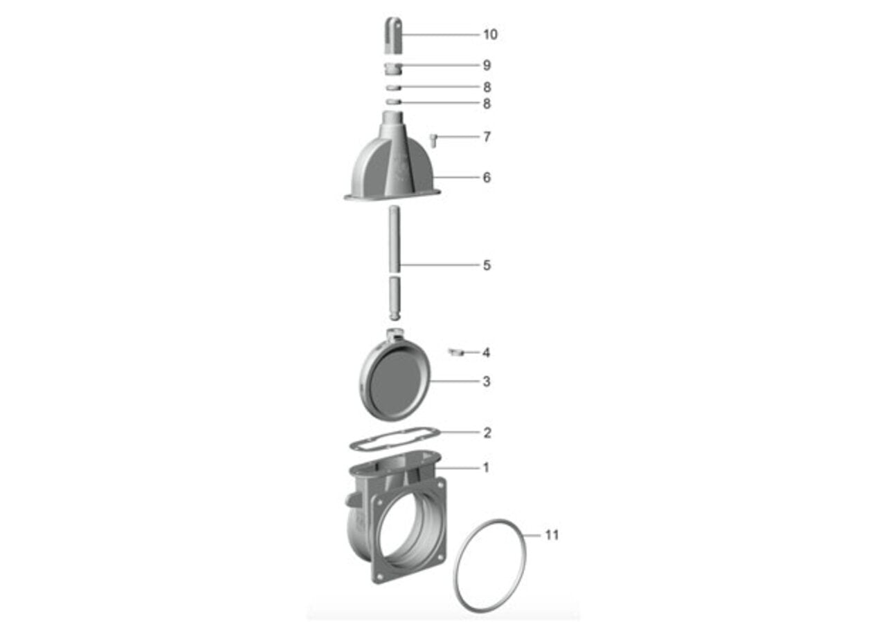 Kolbenschieber 6 Zoll, 1 x Flansch, 1 x IG MZ 0072 MZ