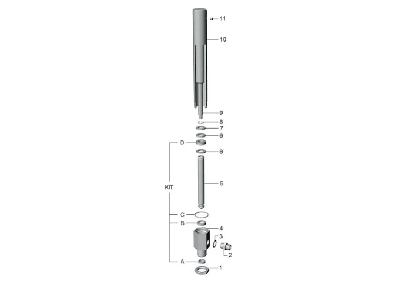 Öffnungszylinder 8 Zoll, einfachwirkend, 203 mm Hub, Kolbenstange 16 mm MZ 0500 MZ
