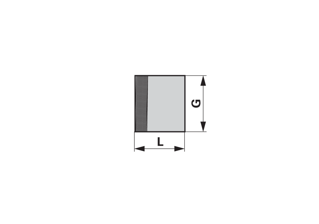 Gewindestutzen 5 Zoll x L 70 mm, Schwarz-blank GartenShop24