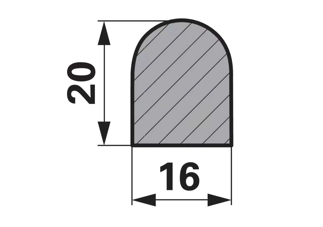 Dichtprofil Vollgummi, B 16 x H 20 mm, Meterware GartenShop24