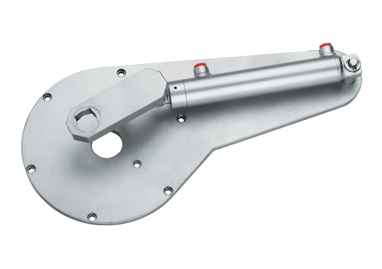 Umschaltzylinder 6 Zoll, doppelwirkend, mit Platte für Dreiwegehahn MZ 0600 MZ