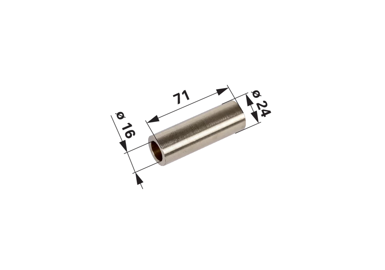 Buchse AD 24 x ID 16 x L 71 mm, Messing Möscha 414 Möscha