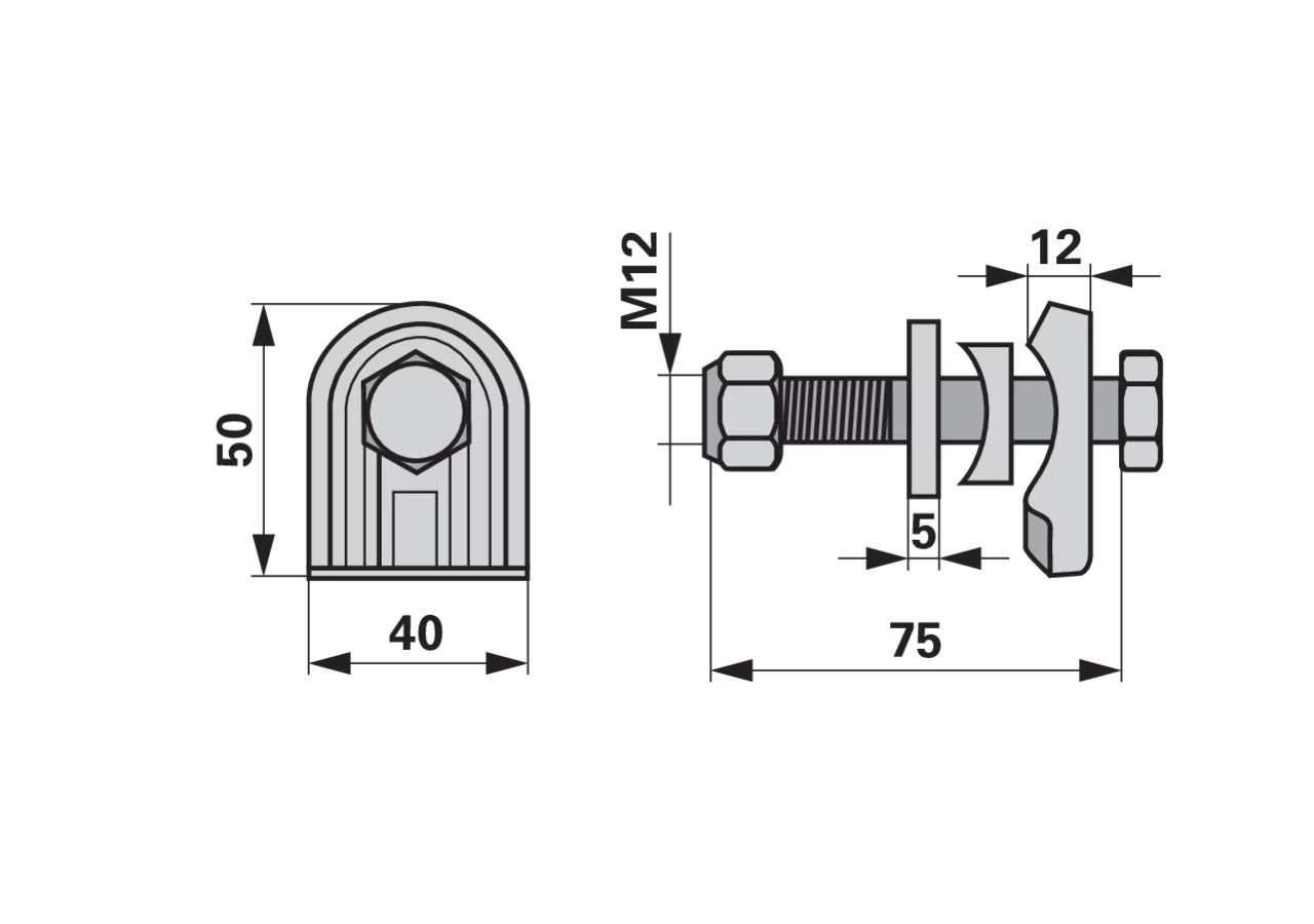 Zinkenhalter M12 x 75 mm Deutz-Fahr 16600659 Deutz-Fahr