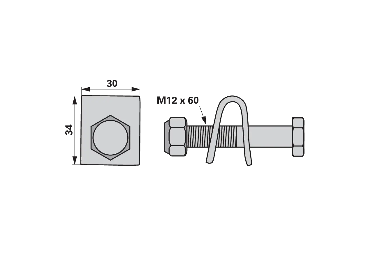 Zinkenhalter M12 x 60 mm – passend für Pöttinger 238.06.017.0 GartenShop24