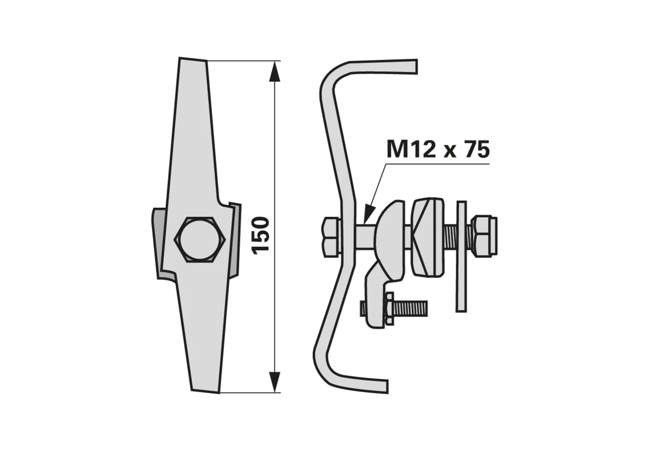 Zinkenhalter M12 x 75 mm – passend für Pöttinger 436.145 GartenShop24