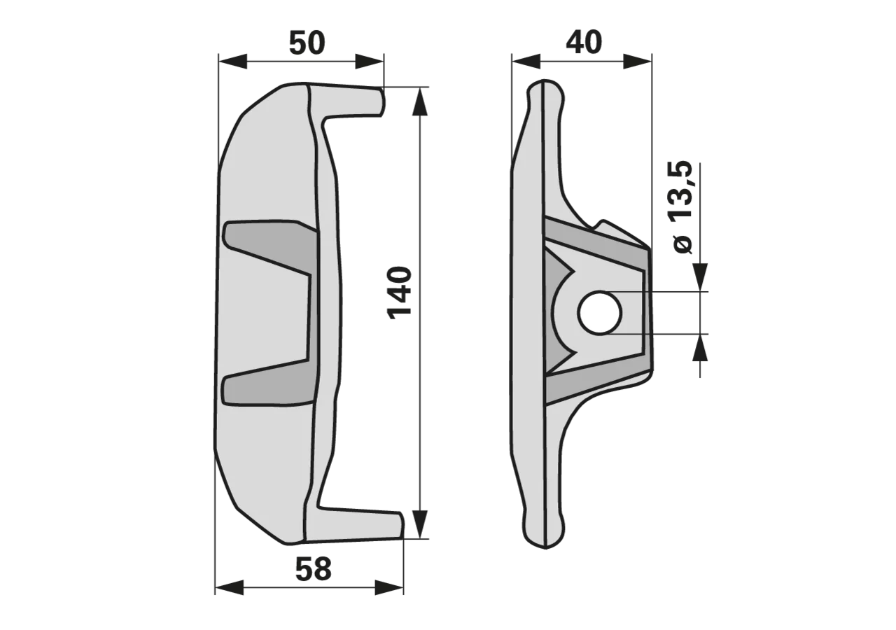 Zinkenhalter L 140 x B 50 x H 40 mm, rechts Pöttinger 610.102 Pöttinger