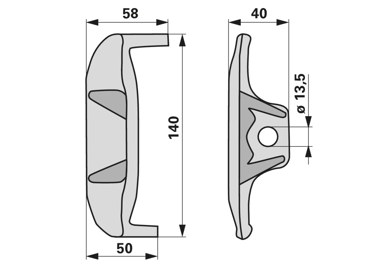 Zinkenhalter L 140 x B 58 x H 40 mm, links Pöttinger 610.107 Pöttinger