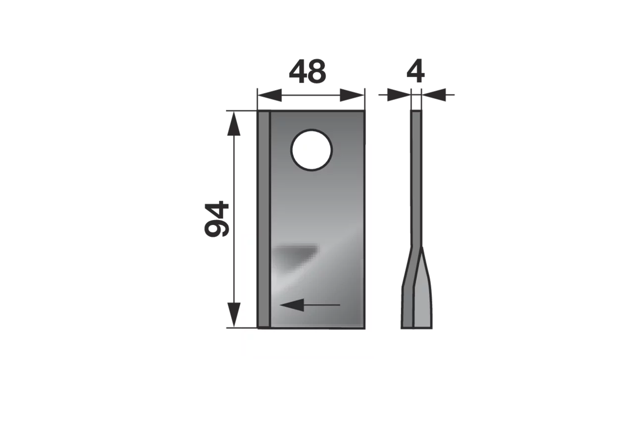 Kreiselmäherklinge rechts, L 94 x B 48 x S 4 mm, d 19 mm, 25 Stück Prillinger Premium Prillinger Premium