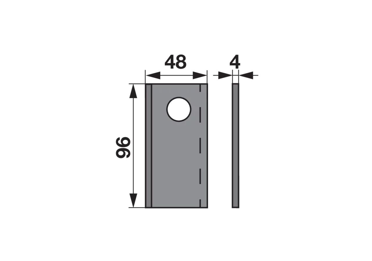 Kreiselmäherklinge gerade, L 96 x B 48 x 4 mm, d 19 mm, 25 Stück Prillinger Premium Prillinger Premium