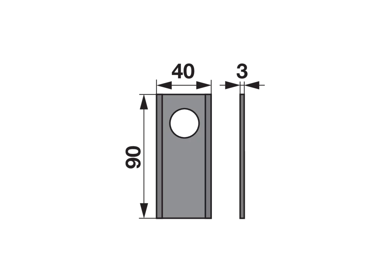 Kreiselmäherklinge gerade, L 90 x B 40 x S 3 mm, d 22 mm, 25 Stück Prillinger Premium Prillinger Premium