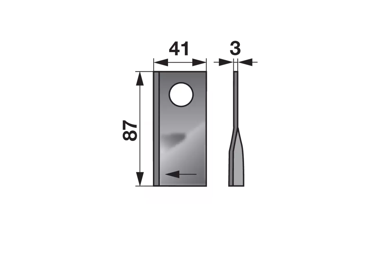 Kreiselmäherklinge rechts, L 87 x B 41 x S 3 mm, d 19 mm, 25 Stück Prillinger Premium Prillinger Premium