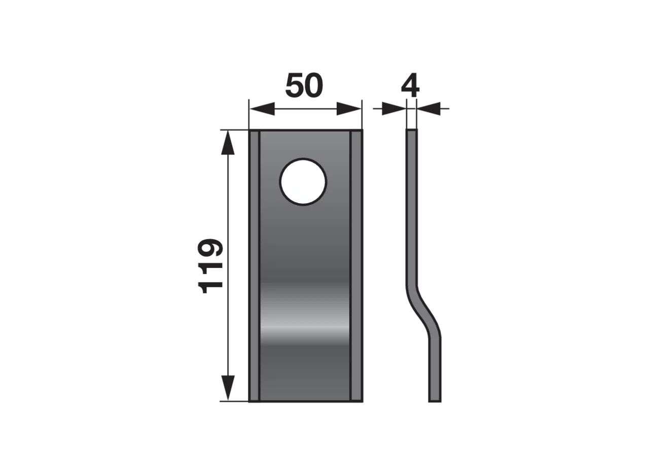 Kreiselmäherklinge gekröpft, L 119 x B 50 x S 4 mm, d 21 mm, 25 Stück GartenShop24