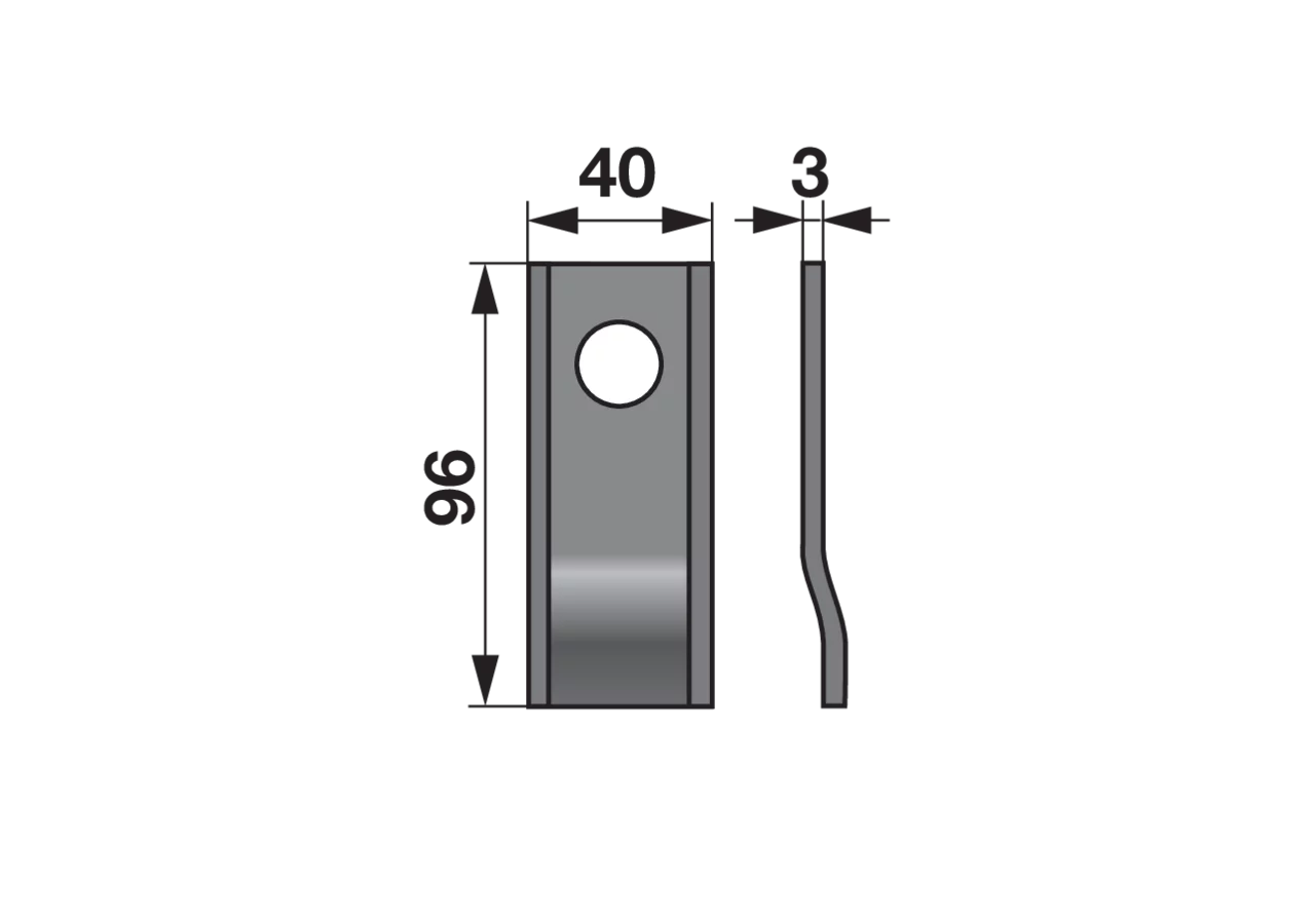 Kreiselmäherklinge gekröpft, L 96 x B 40 x S 3 mm, d 19 mm, 25 Stück Prillinger Premium Prillinger Premium