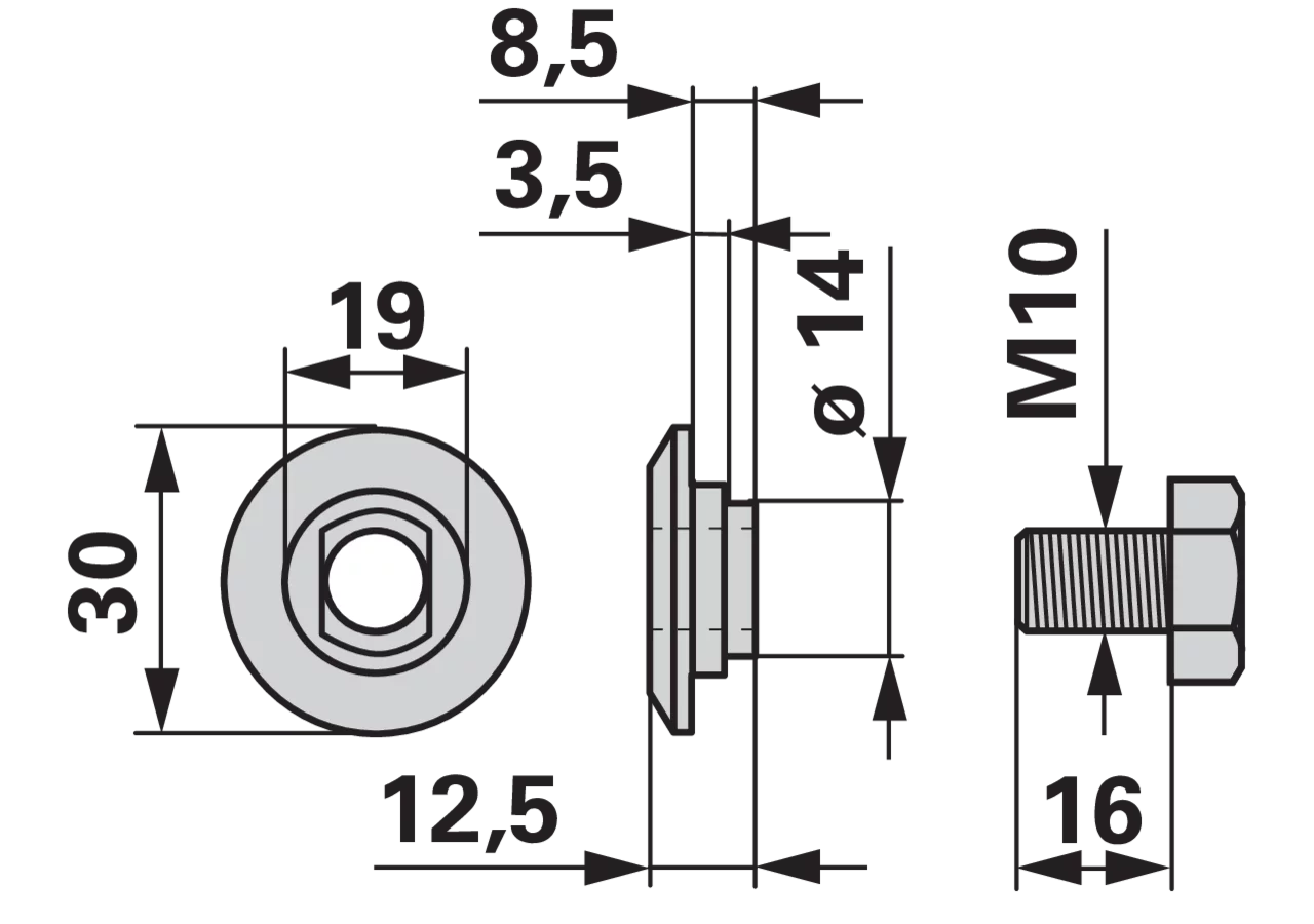Messerhalterschraube M10 x 16 mm, mit Mutter – passend für BCS 562.29614 GartenShop24
