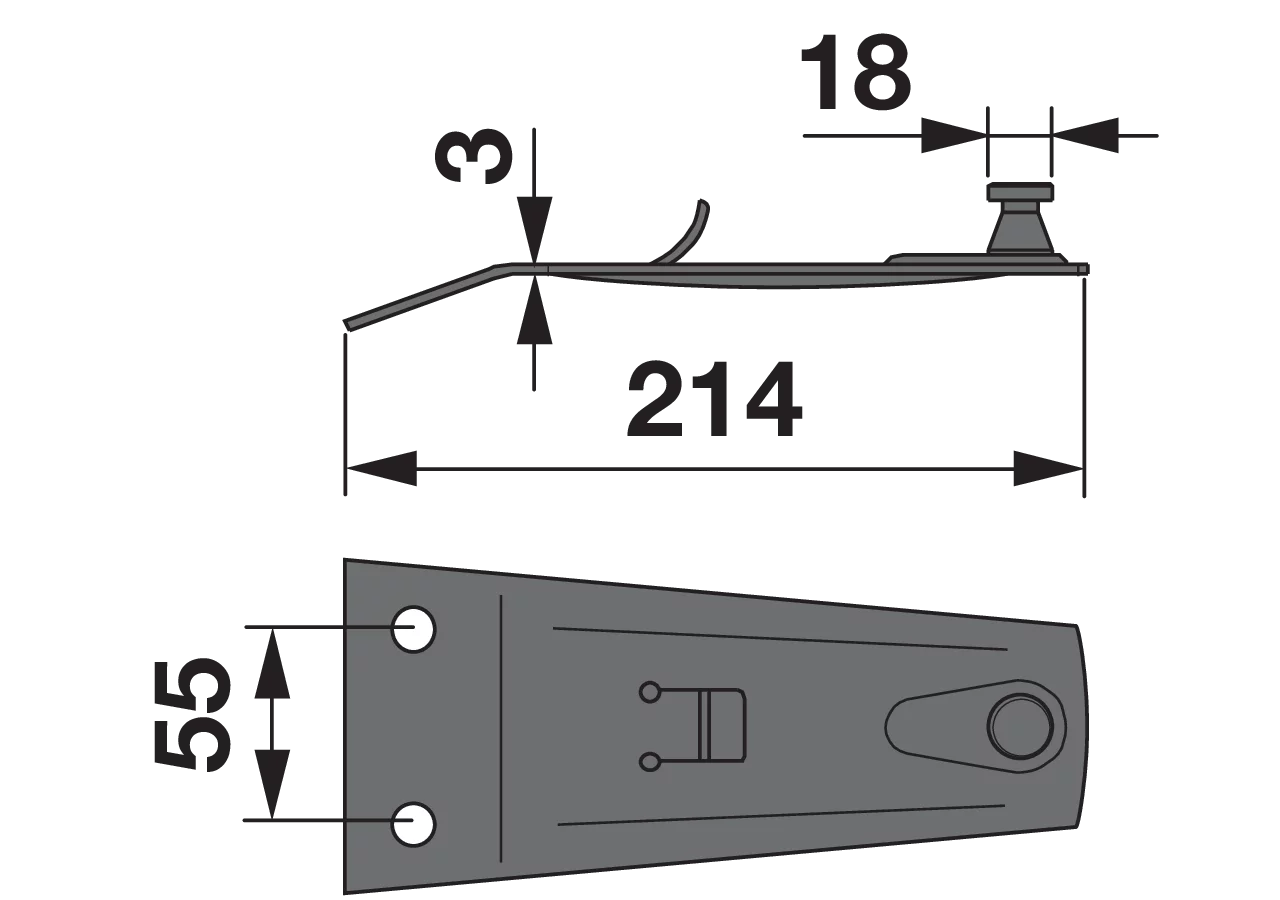 Messerhalter L 214 mm – passend für Deutz-Fahr 16500771 MWS