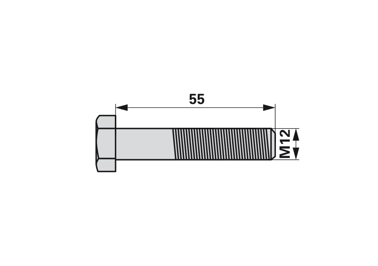 Sechskantschraube M12 x 55 mm – passend für Fella 121726 GartenShop24