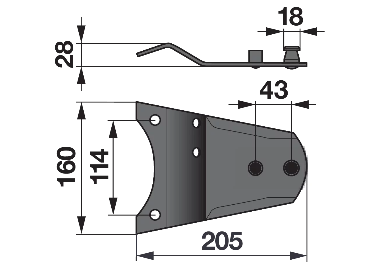 Messerhalter L 205 mm, Haltefeder – passend für Fella 140307 MWS
