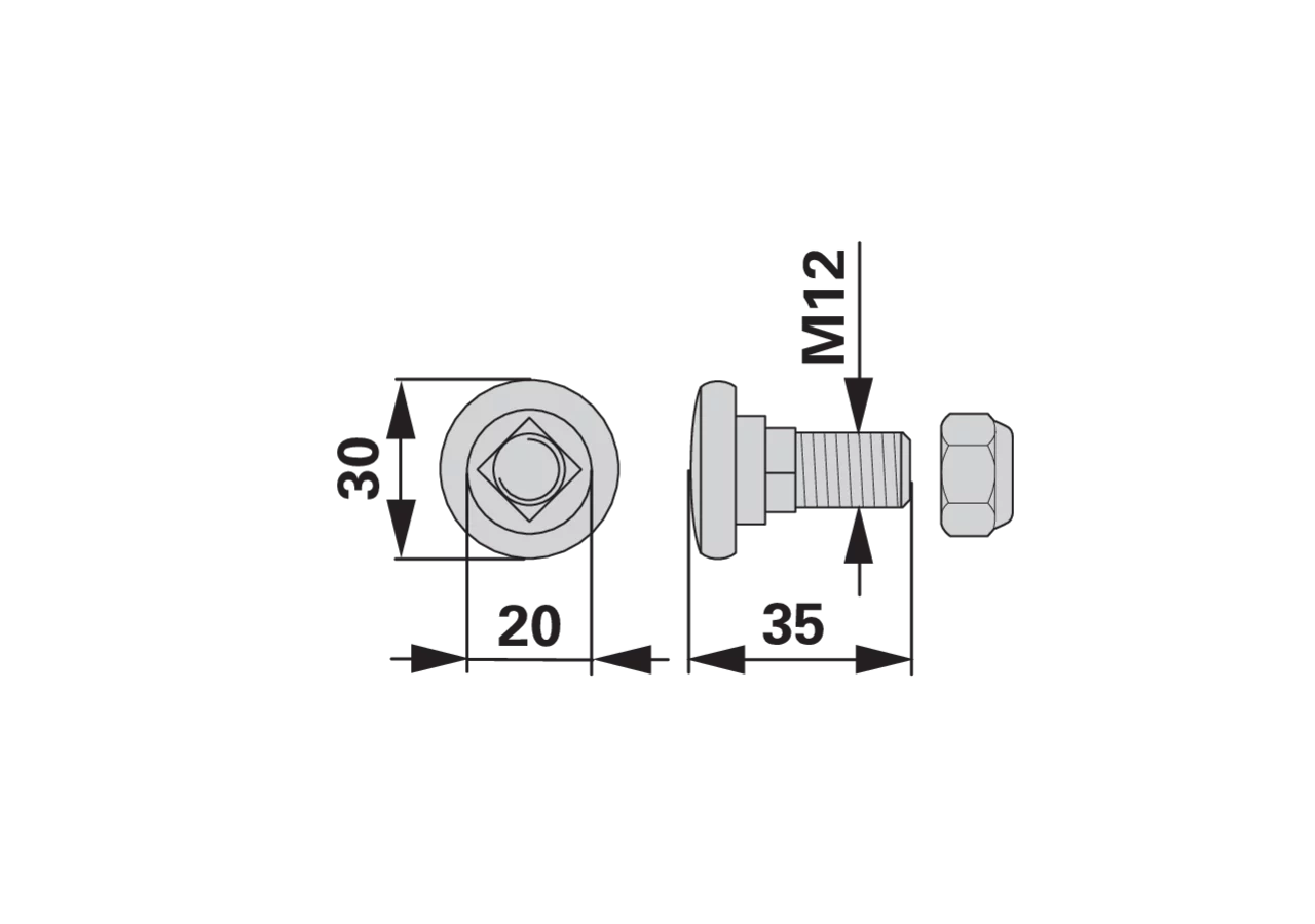 Messerhalterschraube M12, mit Mutter – passend für Kuhn 56403000 GartenShop24