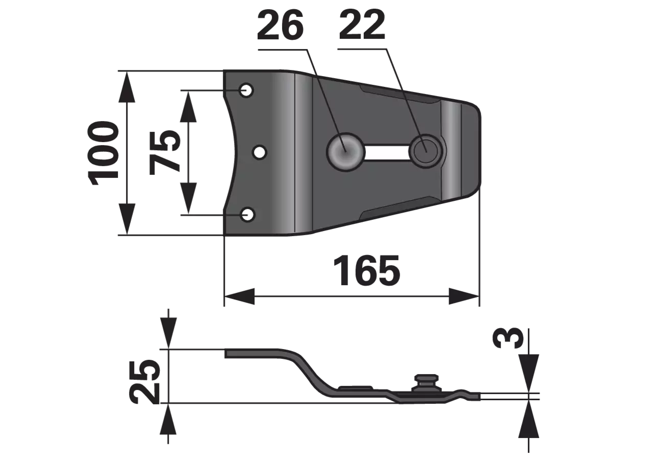 Messerhalter L 165 mm – passend für Welger 3290050109 MWS