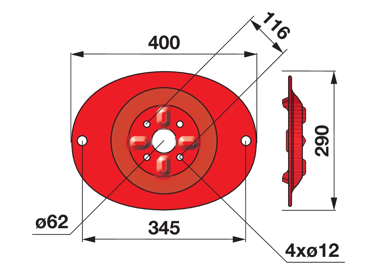Mähscheibe L 400 x B 290 mm – passend für Mörtl 033054 GartenShop24