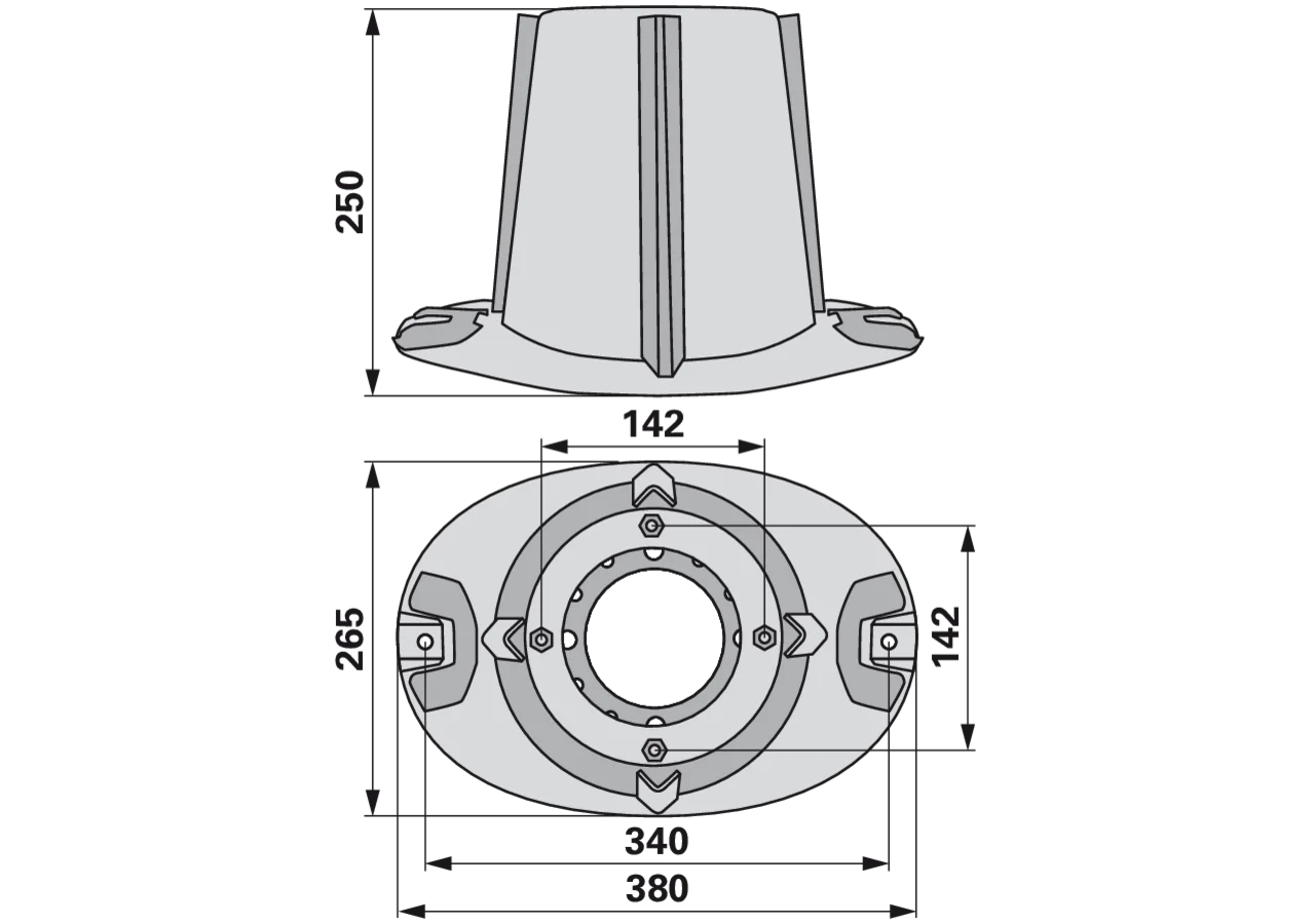 Mähscheibe L 380 x B 265 mm, mit Hut – passend für BCS 590.32496 GartenShop24
