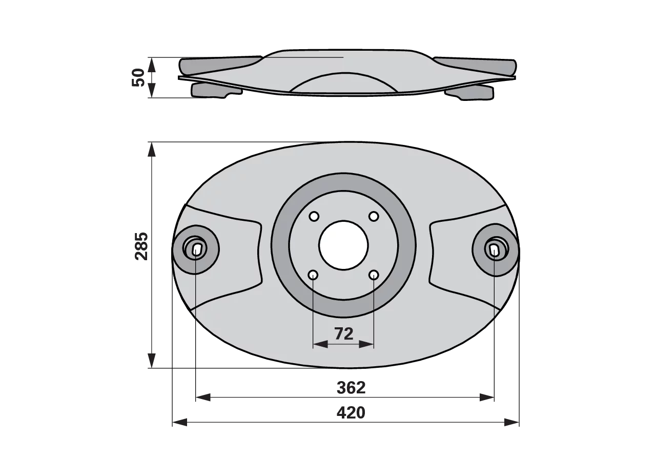 Mähscheibe L 420 x B 285 mm Pöttinger 377.60.150.0 Pöttinger