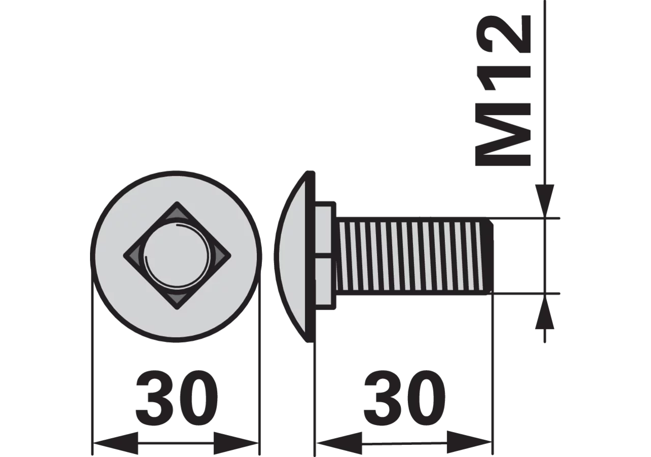 Flachrundschraube M12 x 30 mm Deutz-Fahr 01142791 Deutz-Fahr