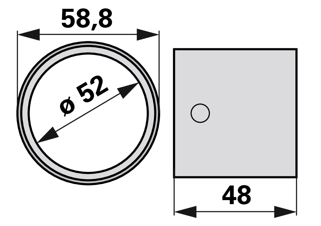Buchse AD 58,8 x ID 52 x L 48 mm, Kunststoff Deutz-Fahr ET255 Deutz-Fahr