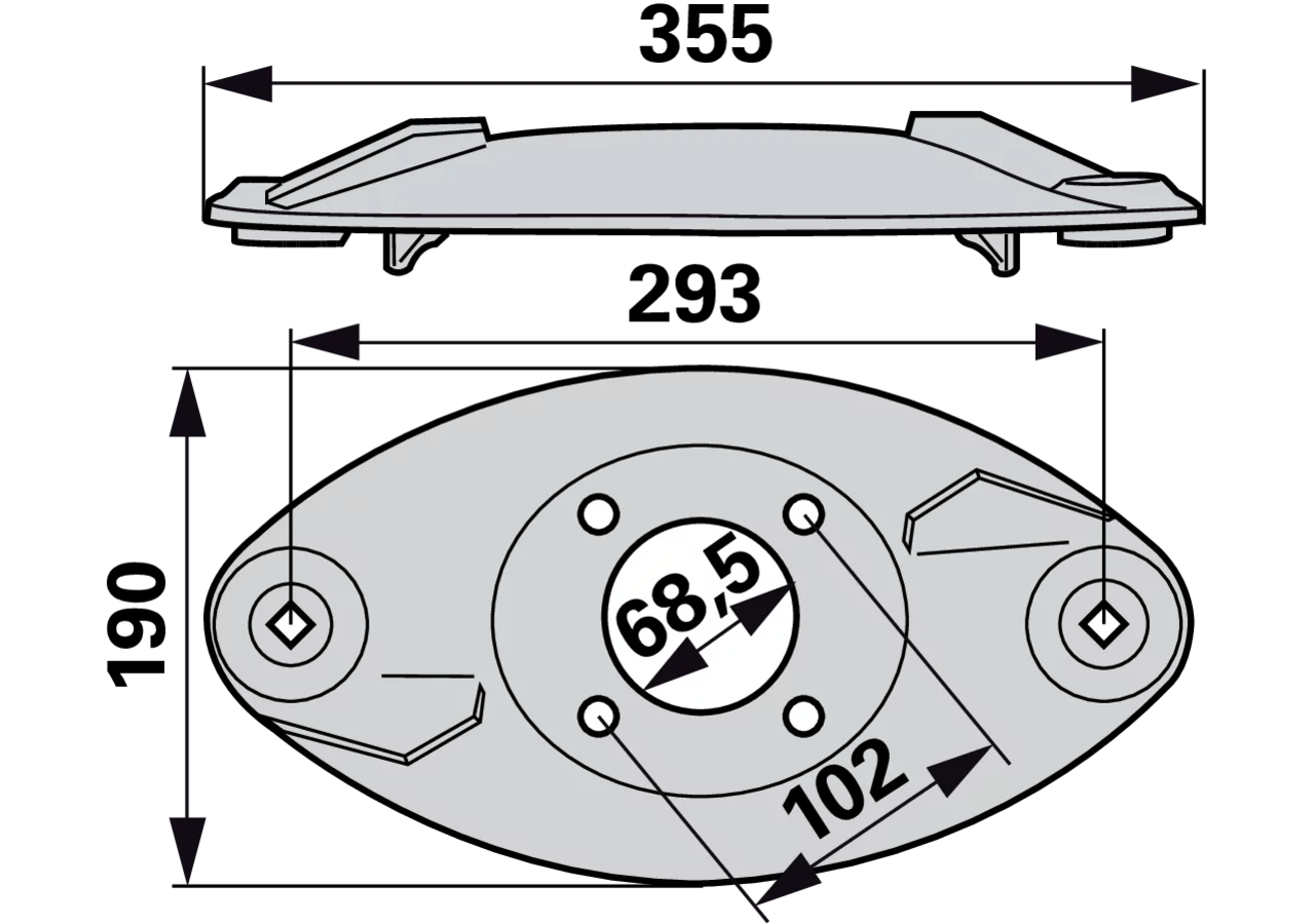 Mähscheibe L 355 x B 190 mm, rechts – passend für Deutz-Fahr VNB2281386 GartenShop24