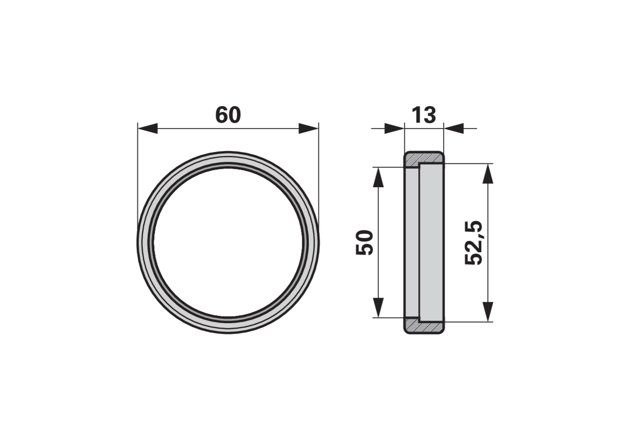 Distanzring alt, AD 60 x ID 50 x B 13 mm – passend für PZ GT65 GartenShop24