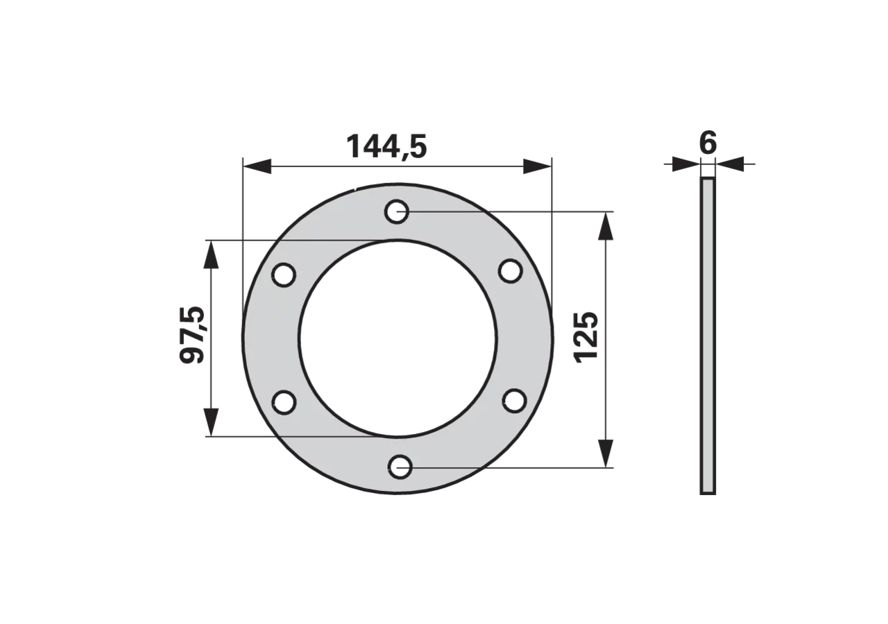 Distanzscheibe AD 144,5 x ID 97,5 x S 6 mm – passend für Pöttinger 348.66.013.0 GartenShop24