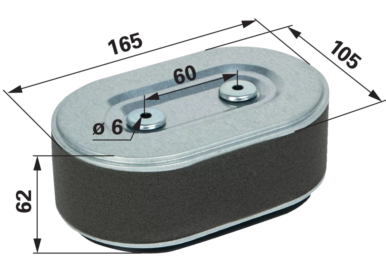 Luftfilter oval 165 x 105 mm passend zu Honda GX360K1 passend für 17211ZB5003, 17210ZB5505 GartenShop24