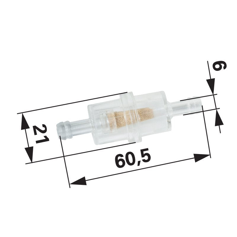 Benzinfilter für Schlauch ID 6 mm, mit Bronze Element