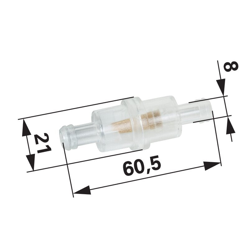 Benzinfilter für Schlauch ID 8 mm, mit Bronze Element