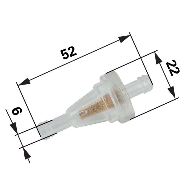 Benzinfilter für Schlauch ID 6 mm, mit Bronze Element