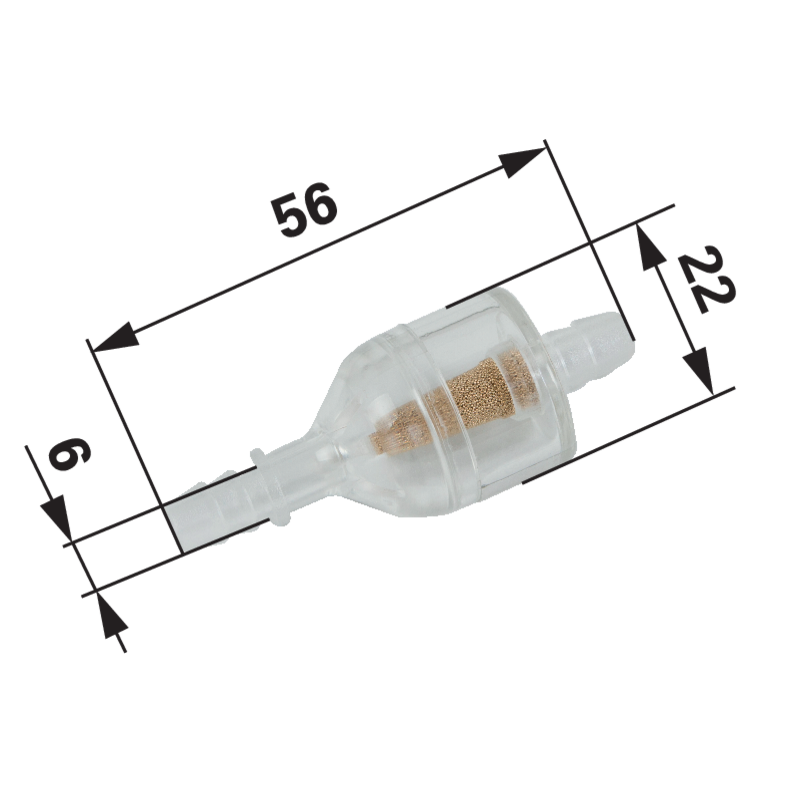 Benzinfilter für Schlauch ID 6 mm, mit Bronze Element