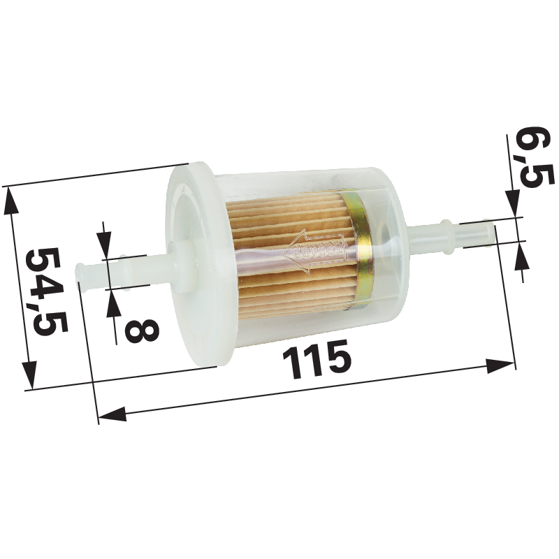 Benzinfilter für Schlauch ID 6-8 mm, mit Papier Element