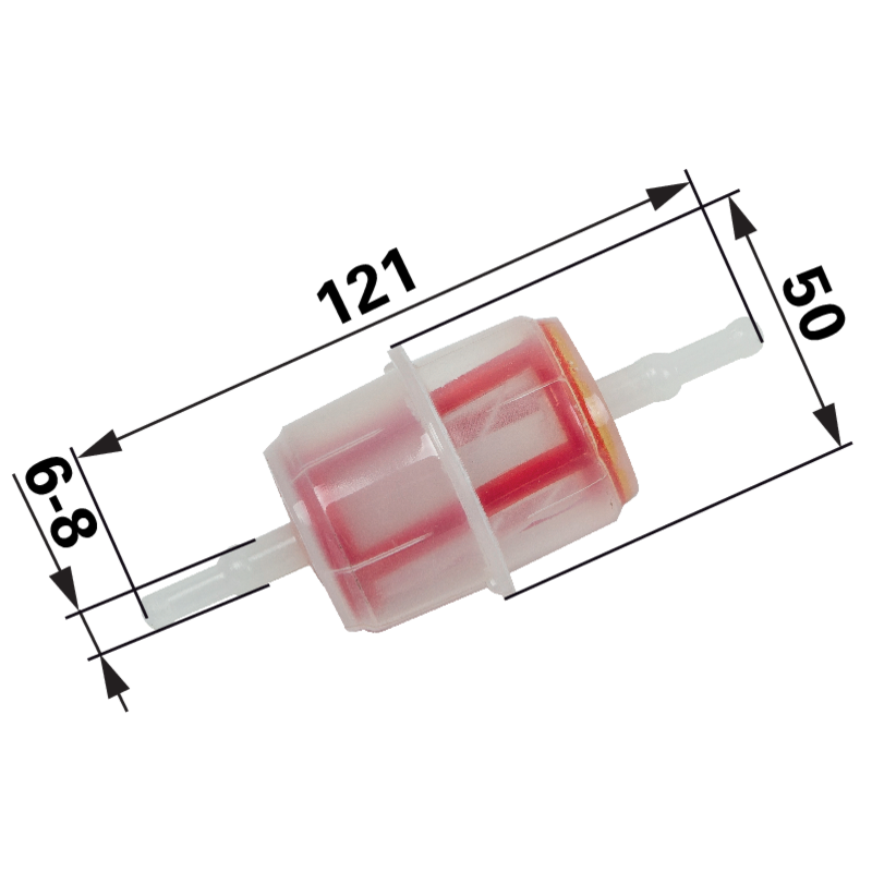 Benzinfilter für Schlauch ID 6-8 mm, mit Kunststoff Element