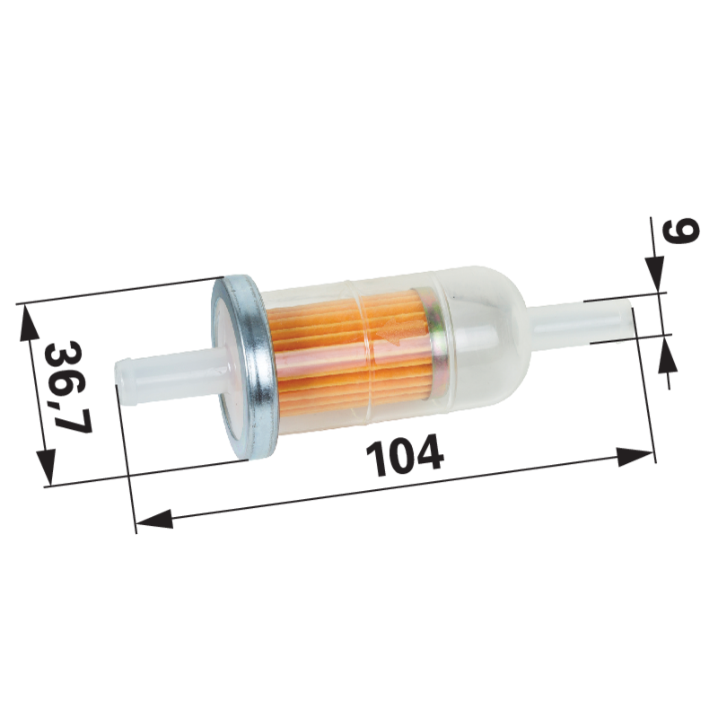 Benzinfilter für Schlauch ID 8 mm, mit Papier Element