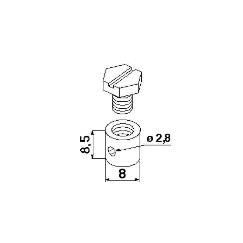 Schraubnippel ID 2,8 mm, AD 8 mm, L 8,5 mm, 10 Stück – SechskantschraubeEine Packung enthält 10 Stück