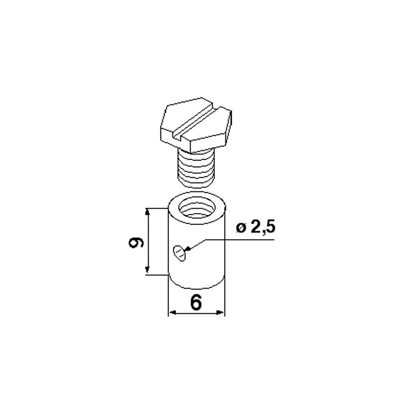 Schraubnippel ID 2,5 mm, AD 6 mm, L 9 mm, 10 Stück – SechskantschraubeEine Packung enthält 10 Stück