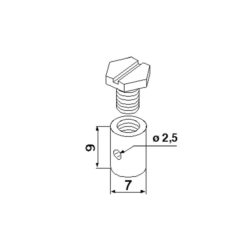 Schraubnippel ID 2,5 mm, AD 7 mm, L 9 mm, 10 Stück – SechskantschraubeEine Packung enthält 10 Stück