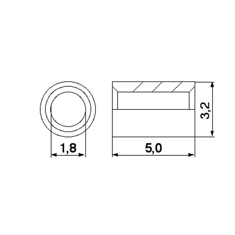 Lötnippel ID 1,8 mm, L 5 mm, 10 Stück