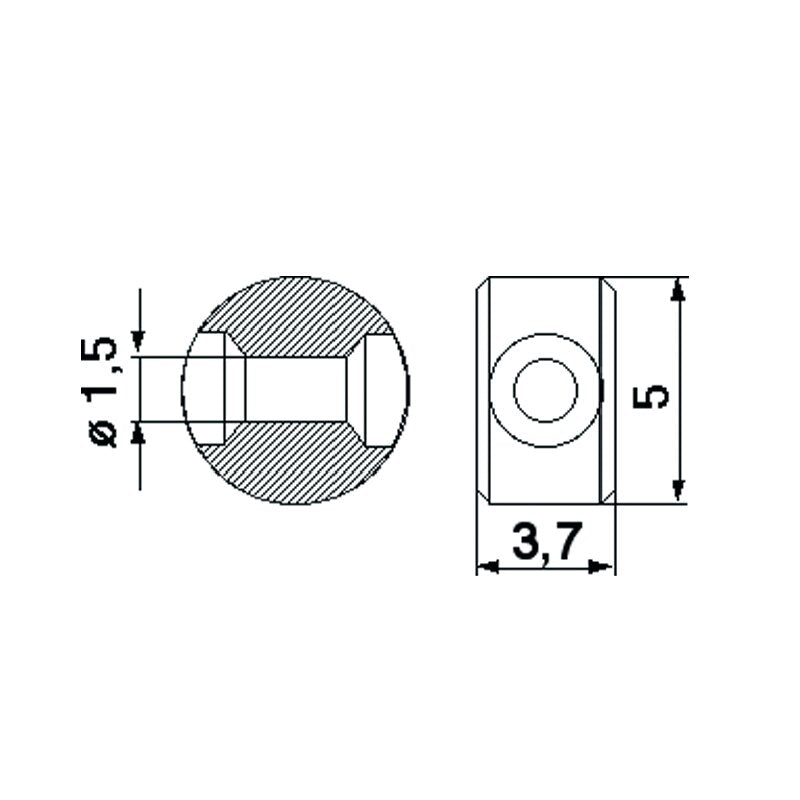 Lötnippel ID 1,5 mm, L 3,7 mm, 10 Stück