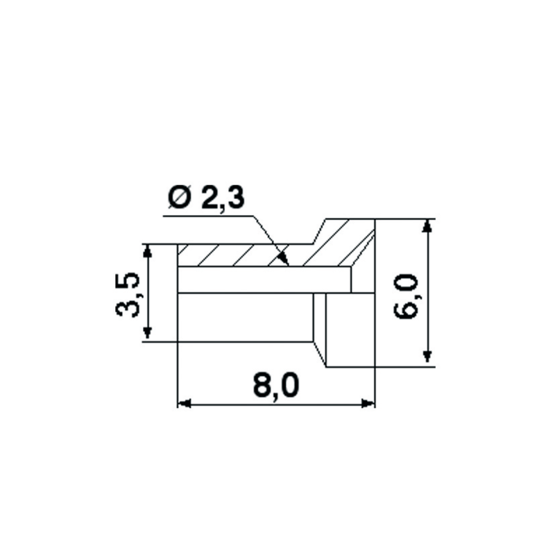 Lötnippel ID 2,3 mm, L 8 mm, 10 Stück