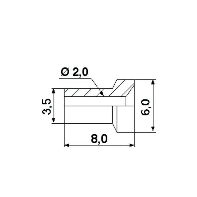 Lötnippel ID 2,0 mm, L 8 mm, 10 Stück